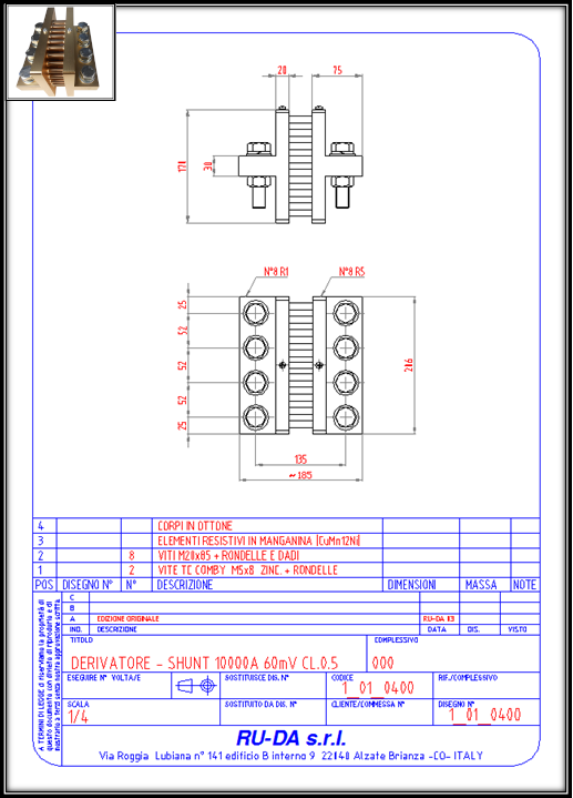 Shunt 10000A 60mV Nebenwiderstand 10000A 60mV Nebenwiderstande 10000A 60mV Dérivateur 10000A 60mV RU-DA SHUNT ITALY