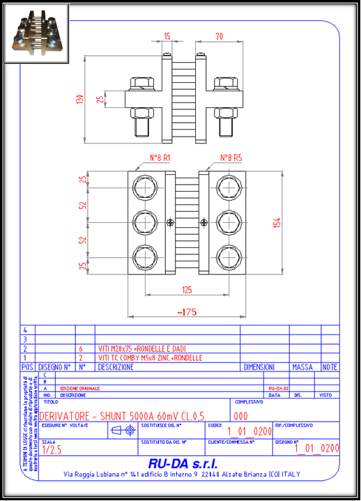 Shunt 5000A 60mV Nebenwiderstand 5000A 60mV Nebenwiderstande 5000A 60mV Dérivateur 5000A 60mV RU-DA SHUNT ITALY