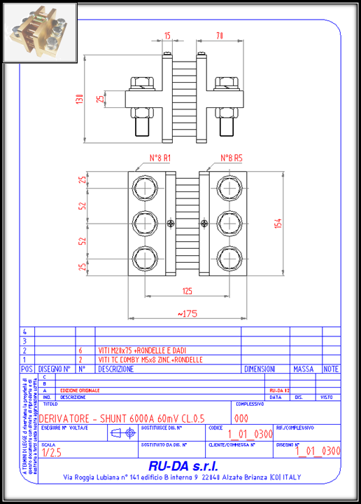 Shunt 6000A 60mV Nebenwiderstand 6000A 60mV Nebenwiderstande 6000A 60mV Dérivateur 6000A 60mV RU-DA SHUNT ITALY