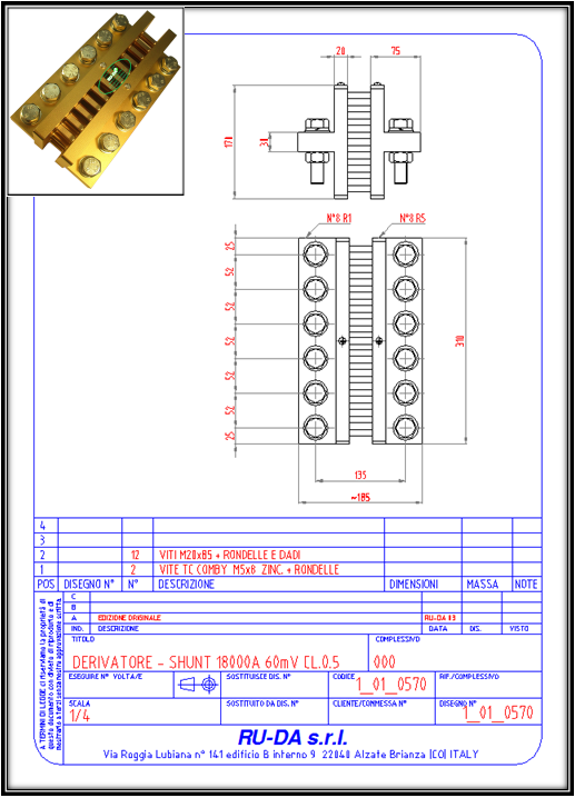 Dérivateur de courant 18000A 60mV - Shunt 18000A 60mV RU-DA SHUNT ITALY Shunt 18000A 60mV Nebenwiderstand 18000A 60mV Nebenwiderstande 18000A 60mV Dérivateur 18000A 60mV Derivador (shunt) de corriente continua 18000 A 60 mV RU-DA SHUNT ITALY