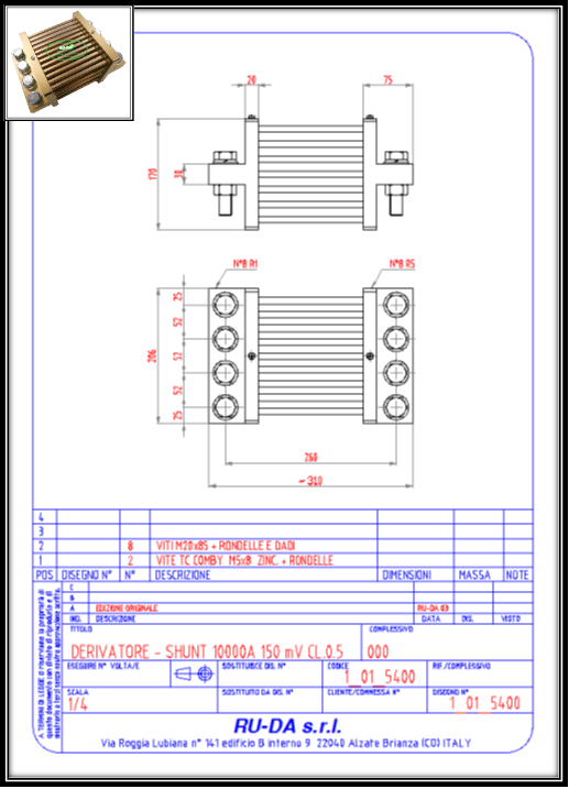 Shunt 10000A 150mV Nebenwiderstand 10000A 150mV Nebenwiderstande 10000A 150mV Dérivateur 10000A 150mV Derivatore di corrente 10000A 150mV Derivador (shunt) de corriente continua 10000 A 150 mV RU-DA SHUNT ITALY DIN 43703 Résistance de shunt 10000A 150mV